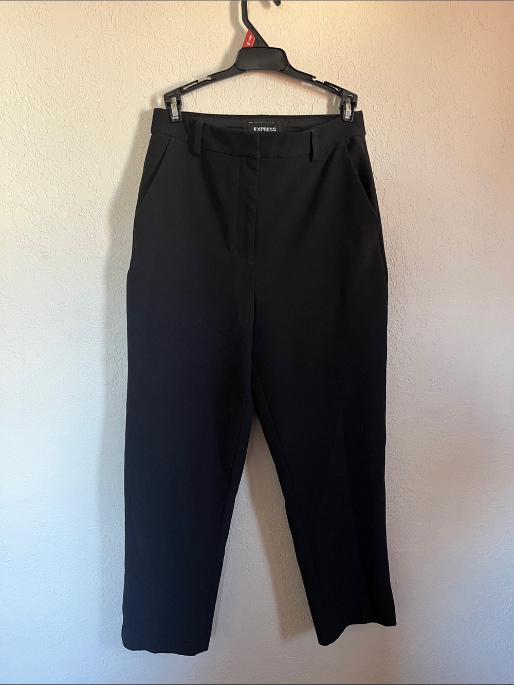 Express Black Womens Straight Leg Crop Dress Pants - Classic Tailored Fit